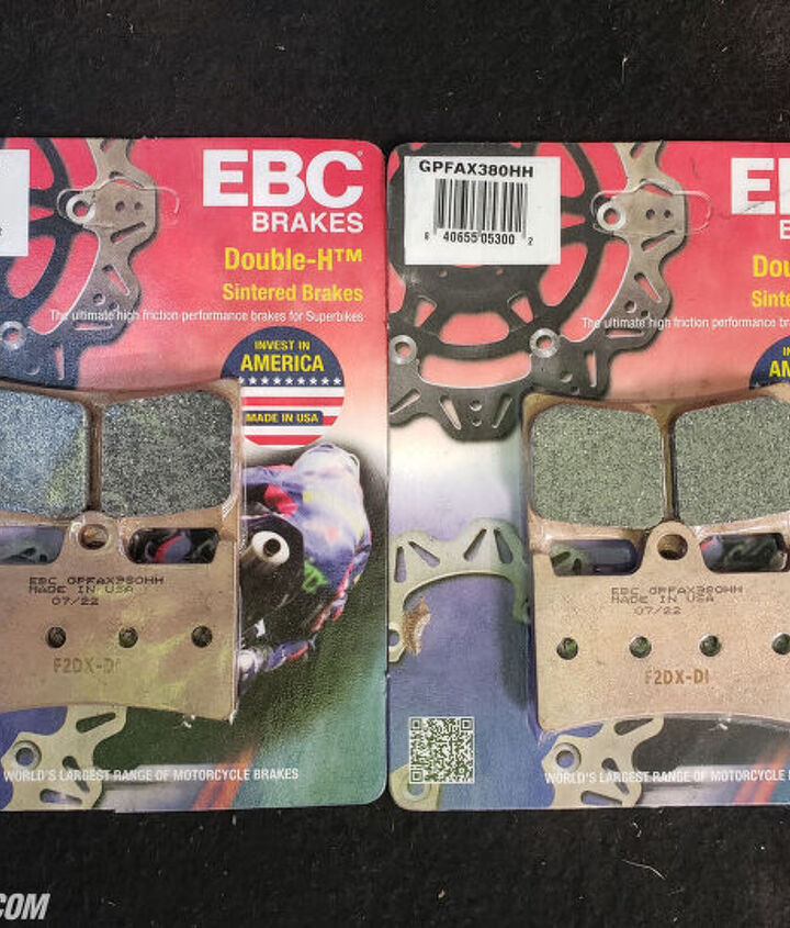 introducing motorcycle com s 2022 yamaha mt 10 sp semi long term bike, The stock pads are soft and wooden feeling These sintered pads from EBC should be the exact opposite