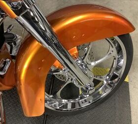 full custom flamed paint job 21 and 16 aftermarket chrome wheels stretched bags