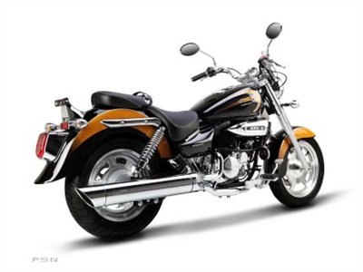 a full size 250 cc cruiser with low handle bar built around classic styling and