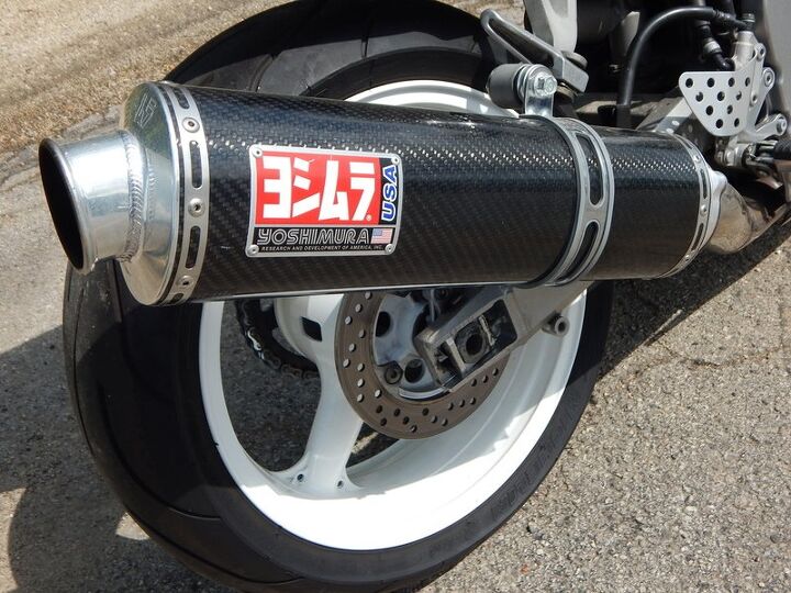 custom white wheels and other accents yoshimura exhaust cool look we can