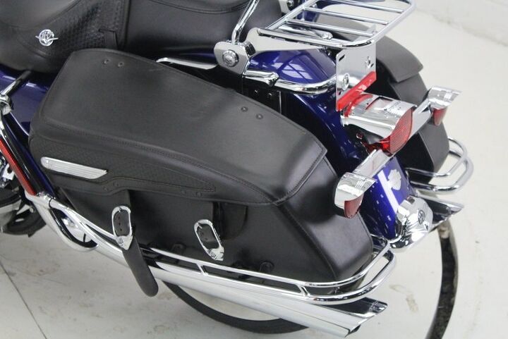 leather saddle bags luggage rack windshield floor boards highway