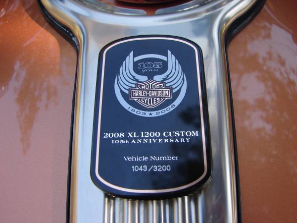 2008 beautiful harley davidson 105th anniversary 1200 custom 1043 3200