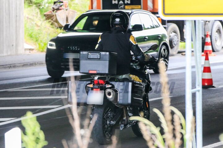 2018 bmw f900gs and f750 spy shots, The bike in this photo differs from the other two action photos in that it has wire spoke wheels with what appears to be an inverted fork like the bike in the static photos shot earlier