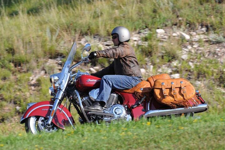 2014 indian motorcycle review chief classic chief vintage and chieftain, The Vintage is still a Chief albeit with a tall windshield and tan leather that make it a natural competitor for Harley Davidson s Heritage Softail Classic