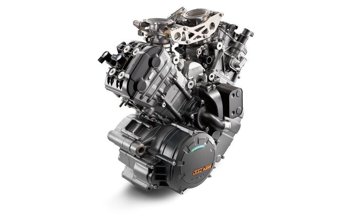 2014 ktm 1190 adventure review, Small piston skirts feature hard anodized coating while valves are controlled by finger followers with a Diamond like Carbon coating KTM recommends 9 300 miles between regular service intervals and 18 600 miles between spark plug and valve clearance checks