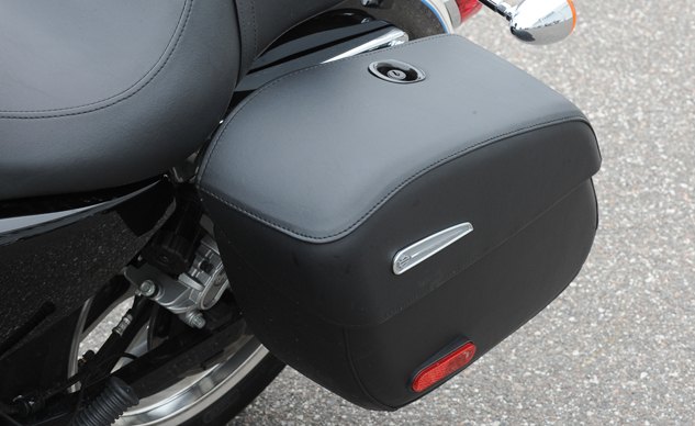 2014 harley davidson superlow 1200t review first ride, The saddlebags look nice lock are easy to remove and hold 21 quarts each The mounts also serve as docking points for an accessory or backrest