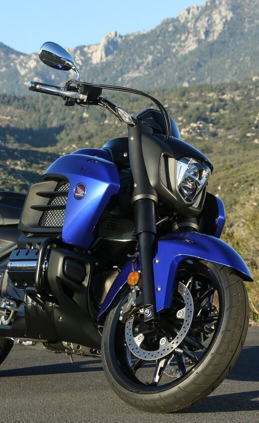 2014 honda gold wing valkyrie review first ride, The extra blacked out components on the blue Valkyrie radically change its look