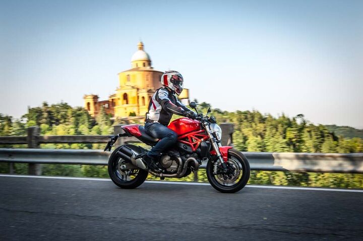2015 ducati monster 821 review first ride, Gear AGV Horizon helmet in Absolute White Red Dainese Super Speed textile jacket Fieldsheer Mistral leather mesh gloves Rev It Campo jeans Dainese Vera Cruz shoes