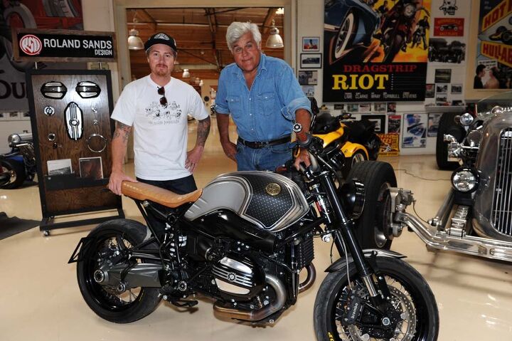 2014 bmw r ninet first ride review, We re not the only ones who believe the nineT is cool Famed bike customizer Roland Sands built the example seen here being handed over to gearhead icon and apparently some sort of entertainer Jay Leno Note the handsome valve cover design Sands created for the nineT and is offering from his RSD catalog Stenegard has dibs on the first pair