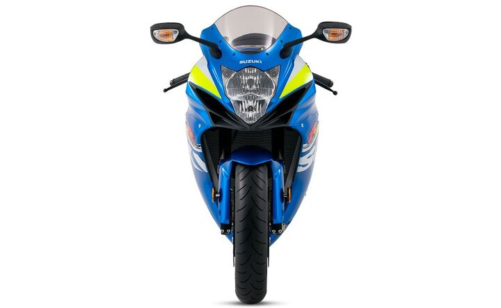 suzuki 2015 lineup revealed, Here are the MotoGP colors shown from the front on a GSX R600