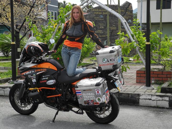 interview solo world traveler and philanthropist anna grechishkina, The global trip required Anna to switch from a Vulcan 900 to a KTM Adventure 1190 It looks like they ve bonded with each other