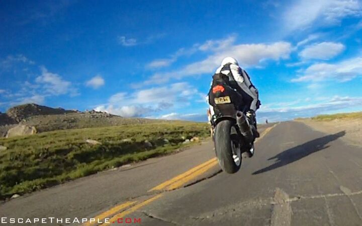 escape the apple part 8 video, A photo pulled from our Contour shows an unexpected road groove that sent Eric flying while traversing the Mount Evans Pass