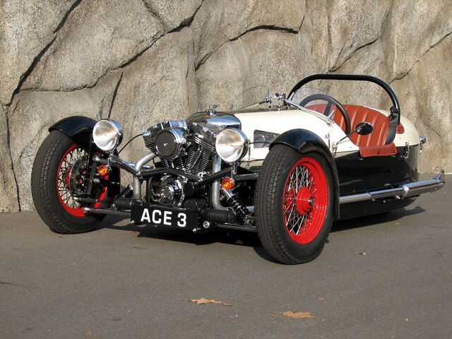morgan 3 wheeler review, Inspired by the Morgans of old Pete Larson set out to build his own 3 Wheeler called the ACE Cycle Car At first glance it s difficult to distinguish between it and a Morgan though the Harley Twin Cam engine is one clue