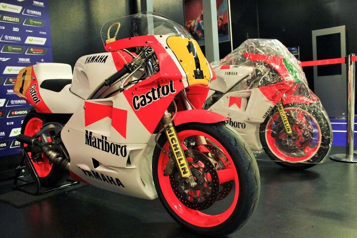 inside yamaha s motogp race shop, YMR also houses a few vintage racing machines including this OW81 YZR500 that Eddie Lawson rode to the 500cc Grand Prix title 1986 his second of three with Yamaha