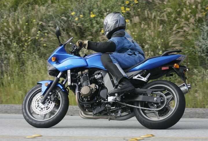 church of mo 2005 kawasaki z 750s, The wide handlebars offer great leverage but the rubber mounting detracts from the steering s precision