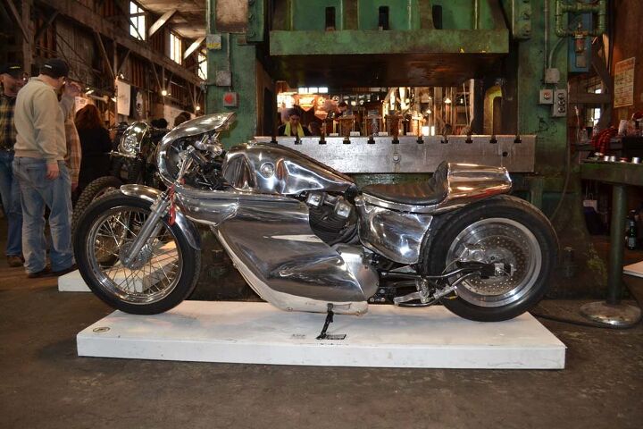 6th annual one motorcycle show, Busch and Busch s 72 H D Bonneville Racer Sportster Silver Fox II