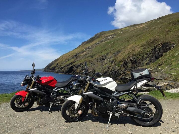out and about on the isle of man 2015 part 2, The Street Triples were versatile fun steeds and didn t flinch on the one track paths that lead to some of the IoM s hidden gems like Fleshwick Bay