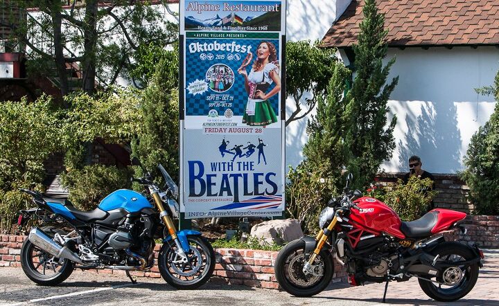 kulture klash bmw r1200r vs ducati monster 1200s, The Beatles did play a lot in Hamburg when they were getting started so why not