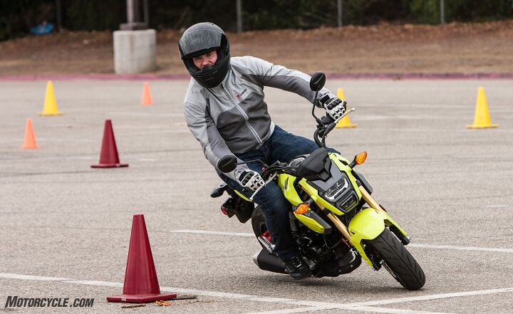 battle of the 125cc ankle biters part 1, All our guest testers quickly adapted to the Grom Arkady Trimolov especially preferred it during the gymkhana portion of our day