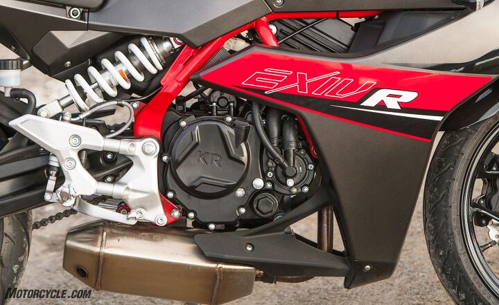 2017 honda cbr300r vs hyosung gd250r, There are some nice touches on the Hyosung including the trellis frame and offset shock The underslung exhaust canister is somewhat stylish but the welds are ugly and the tiny outlet is more comical than anything else Note also the spacers on the footpegs that can be removed to yield a more comfortable foot position
