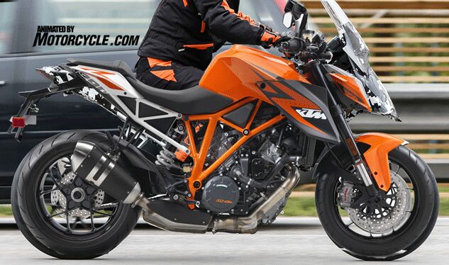 spied 2016 ktm 1290 super duke gt, Here is an animated gif showing the comparison of a Super Duke R and the Super Duke GT which show more similarities than differences Gif by Dennis Chung