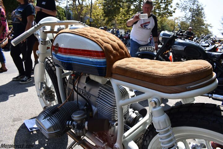 2017 venice vintage motorcycle rally report, The seat and gas tank are wrapped in hexagonally stitched Napa Suede Just don t leave it out in the rain