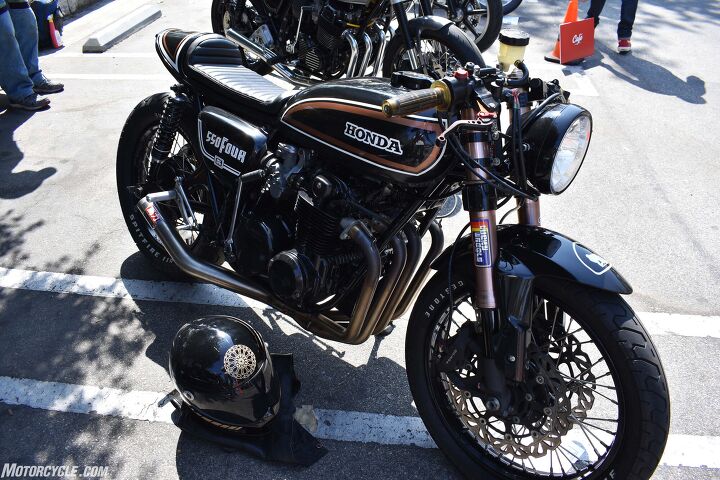 2017 venice vintage motorcycle rally report, A 1976 Honda CB550 Four with a GSX R front end and MotoGP Werks exhaust Owned by Shon Loya