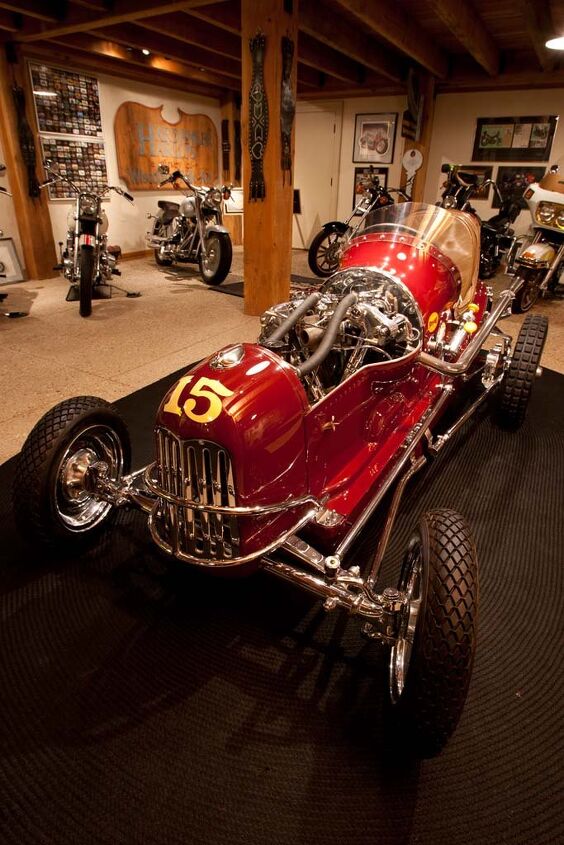 willie g goes all artsy at the harley davidson museum, Willie s late 1930s Drake midget racer is powered by anl EL Knucklehead engine Courtesy of Willie G Davidson