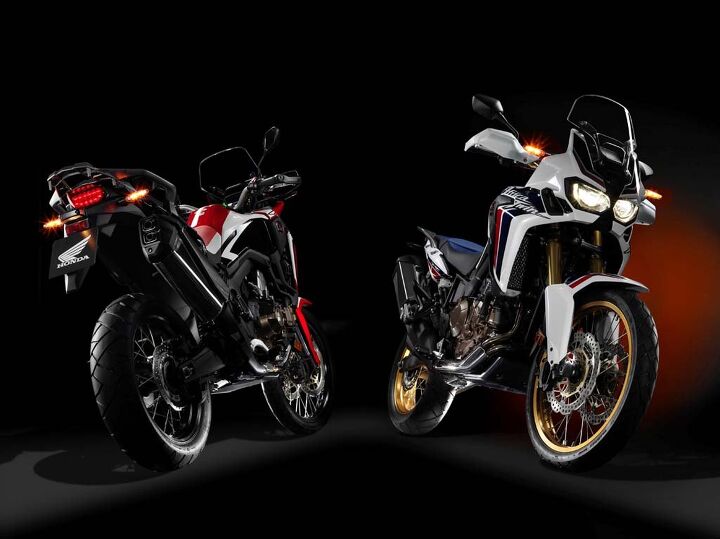 2016 honda crf1000l africa twin details officially announced, American consumers have a choice between silver and the red black and white option European consumers also get the option of the Tricolor and black color schemes