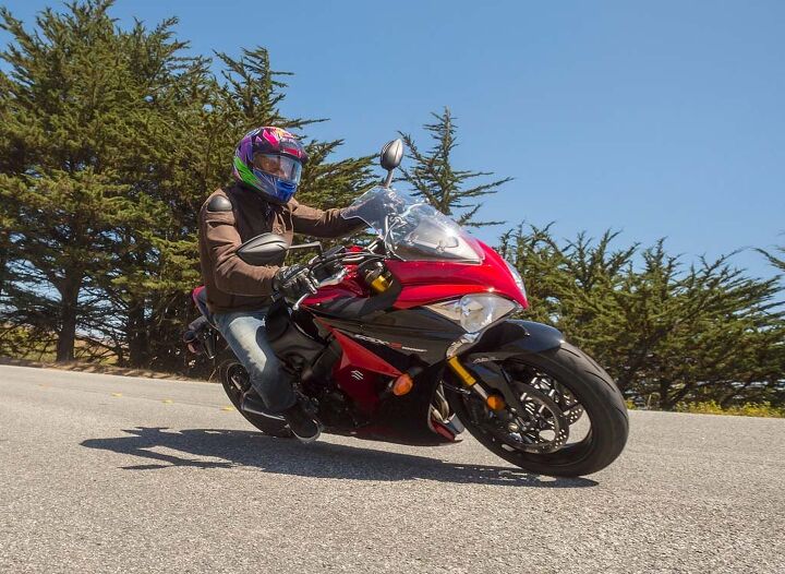 2016 suzuki gsx s1000 gsx s1000f first ride review, Suzuki tells us the F version is exactly the same as the S but for its H7 twin halogen headlight equipped fairing a bit more oil in each fork leg and about 10 pounds more mass The F s only available with ABS 10 999 The S gets a single H4 halogen light