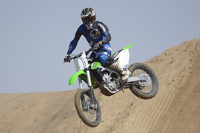 2016 kawasaki kx450f review, Take some time to dial in your 2016 KX450F s suspension The 49mm Showa SFF TAC fork and Showa piggyback reservoir shock have been revised to work with the new chassis and make for a plusher ride but both ends tend to blow through their travel rather quickly during high speed hits and when landing off of big jumps when used with the stock settings