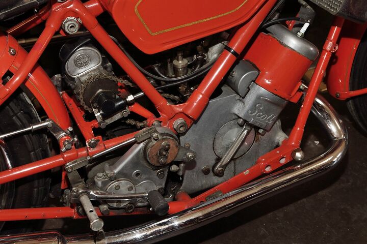 sneak peek robb talbott s moto museum, Long before the water cooled two stroke Suzuki Water Buffalo there was the Scott Flying Squirrel It s so cute says Talbott of this 1938 example It s beat up just the right amount I love the patina