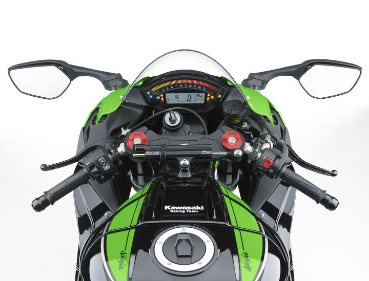 2016 kawasaki ninja zx 10r abs first look, The rider instrument panel is carried over from the previous model though the LCD screen gets minor tweaks to keep track of the various electronic systems If you ask us this was a missed opportunity for a full TFT screen