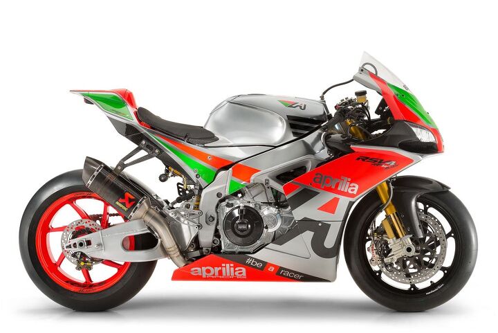2015 eicma aprilia rsv4 r fw, The color scheme is a celebration of Aprilia s first victory in roadracing competition