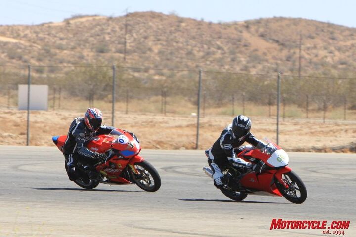 church of mo moriwaki md250h vs aprilia rs125 shootout, Chasing each other around the racetrack has rarely been this much fun
