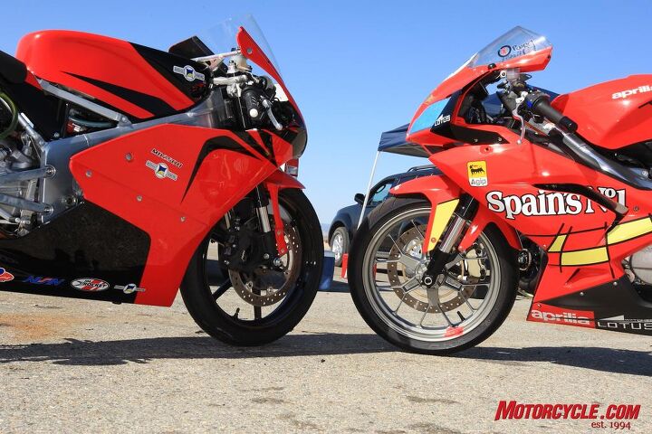 church of mo moriwaki md250h vs aprilia rs125 shootout, The RS125 is equipped with Aprilia s typically excellent detailing but the Moriwaki exemplifies a higher level of componentry and refinement