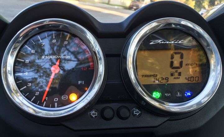 the forgotten files 2016 suzuki bandit 1250s abs, The analog tachometer remains while the speedo is updated to a LCD unit