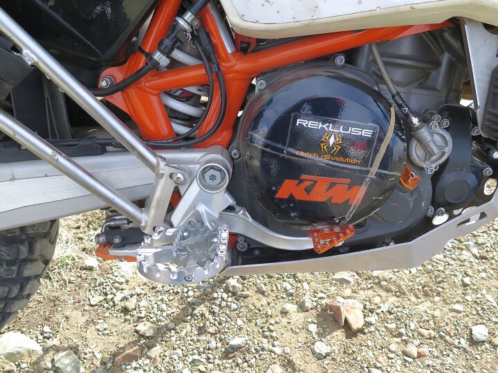 roll your own brad banister s 2015 ktm 690 enduro r, A Rekluse automatic clutch makes riding easier with fewer limbs wide footpegs are from ZipTy Touratech racks can mount big panniers or soft luggage
