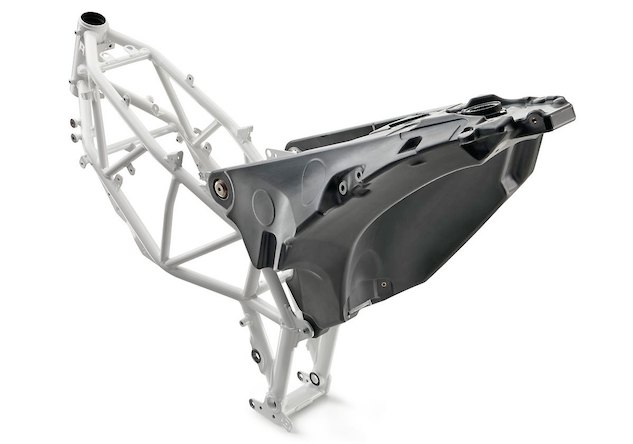 2016 husqvarna 701 enduro review, Laid bare the 701 Enduro s bare chrome moly trellis frame is a thing of beauty Light and rigid the combination of the main frame and Polyamide subframe fuel tank weigh a feathery 30 lbs