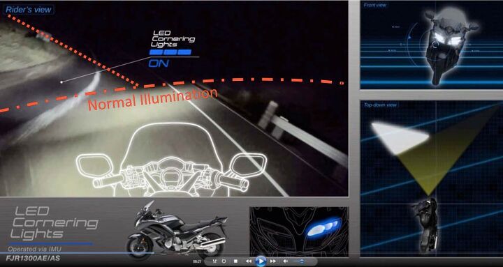 2016 yamaha fjr1300a and fjr1300es review, The LED cornering lights provide extra illumination in specific situations