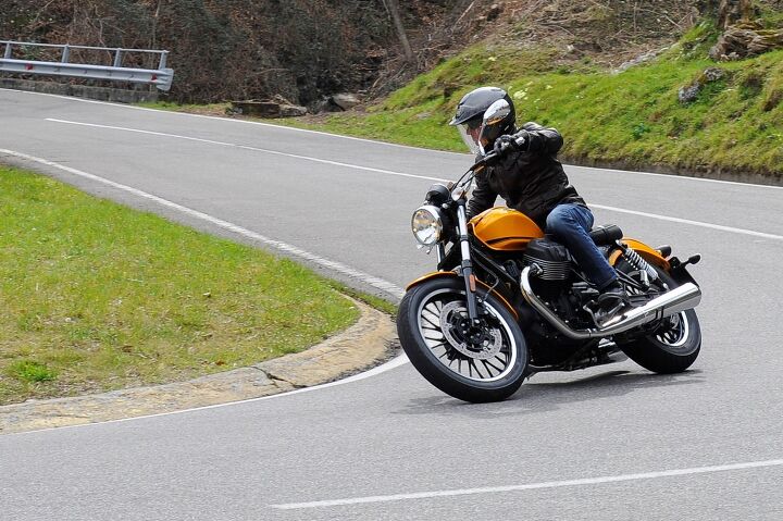 2016 moto guzzi v9 bobber and v9 roamer first ride review, Some cruisers are intimidated by mountain roads Not this one seen here in its Giallo Solare color option Both it and the Bianco Classico version will retail for 9 990 when they hit our shores in April