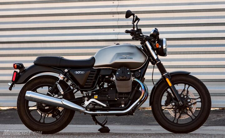 2016 moto guzzi v7 ii stone review, The Stone boasts a handsome profile that remains timeless appealing to old farts and young hipsters It s also available with a red or a black tank color The V7 line accounts for about 60 of Guzzi s global sales