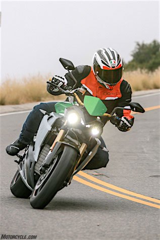 2016 energica eva first ride, Throttle response felt very natural regardless of ride mode selection Turning off the regen allows the Eva to free wheel into corners like a 2 stroker and with 615 pounds of bike and 180 pounds of rider that s 795 pounds of rolling momentum