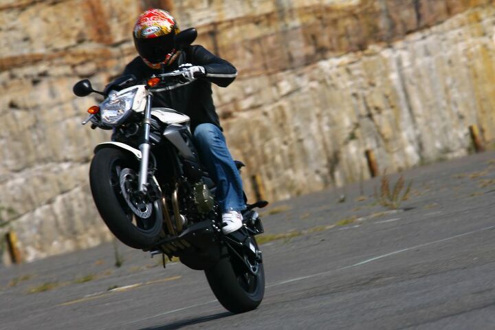 church of mo 2009 yamaha xj6 xj6 diversion review, First gear easily allows for some air underneath that front tire