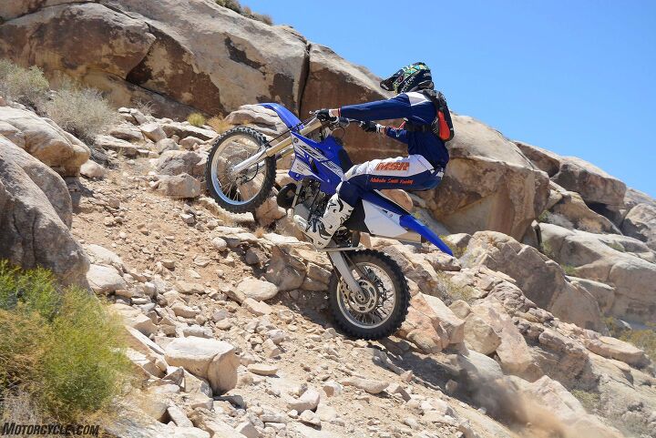 2016 yamaha yz250x review, The YZ250X s engine and wide ratio five speed gearbox are equally at home in rocky technical sections like this one or in high speed terrain There s always a gear for the task at hand and tractable power is always plentiful