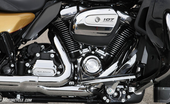 2017 harley davidson ultra limited first ride review, The Milwaukee Eight is smoother at idle and more powerful at all rpm The scoop to direct the heat from the Twin Cooled radiators in the fairing lowers can be seen top right