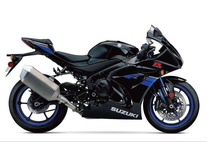 2017 suzuki gsx r1000 and gsx r1000r previews, Know the upmarket GSX R1000R by its blue anodized BFF fork tubes in this black version there ll probably be a blue RR too