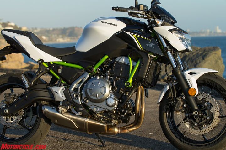 2017 kawasaki z650 first ride review, Trellis frames are all the rage and despite how minimal the one seen on the Z650 is its green finish attracts attention