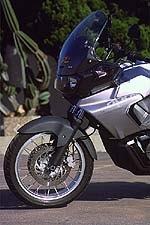 church of mo first ride 2002 aprilia etv 1000 caponord, At the bottom of the too stiff forks are excellent brakes Above it all the fairing s styling drew mixed reviews though nobody questioned its effectiveness