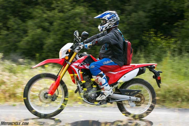 2017 honda crf250l rally review first ride, The CRF250L and the CRF250L Rally are an absolute blast on two lane roads yet despite their gear driven counterbalancers the engine buzz at 65 mph can become a nuisance on long freeway jaunts